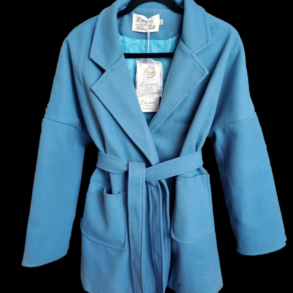 Wool Trench - Blue